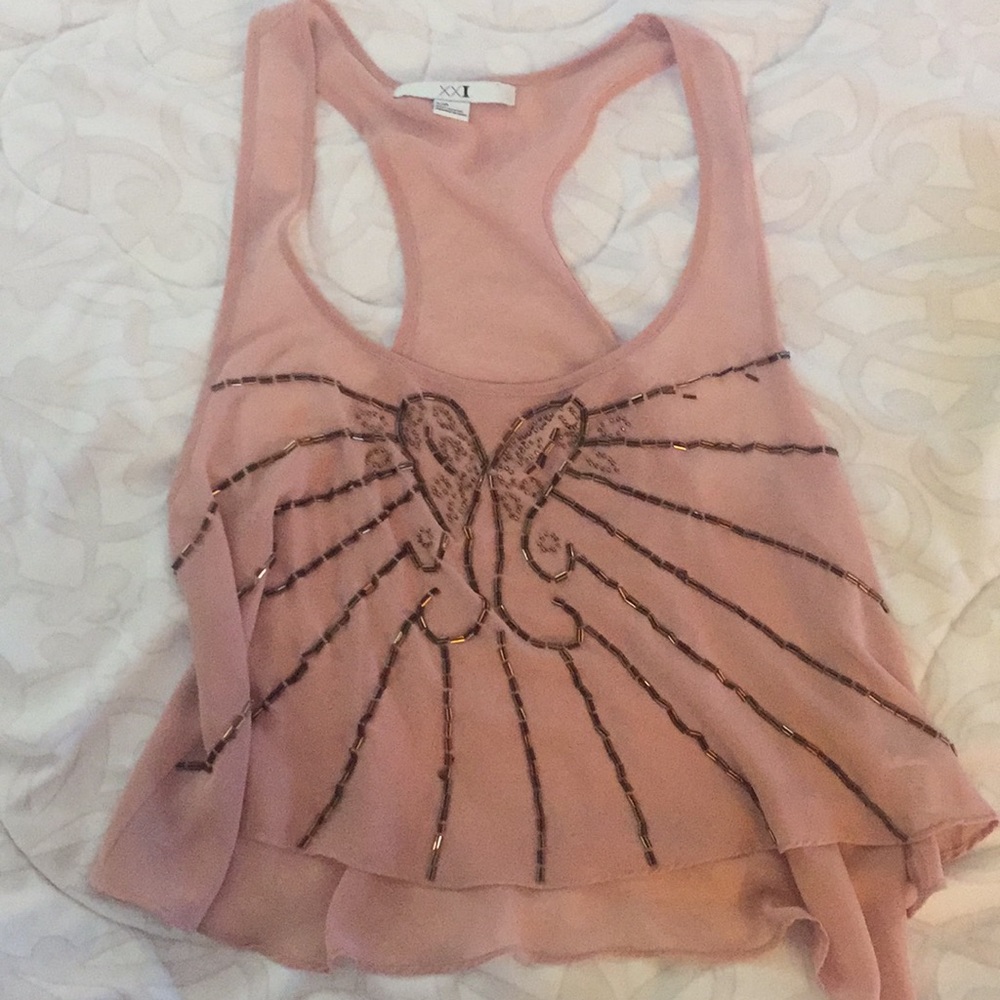 Sequined Blush crop top